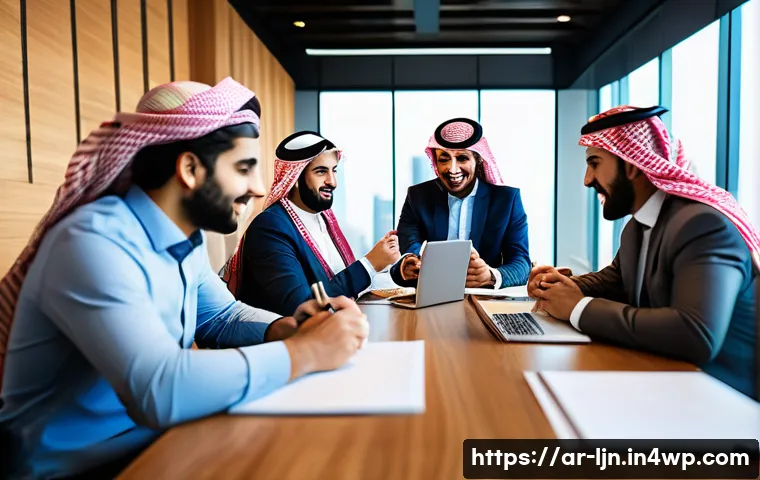 행동 변화와 비즈니스 성과의 관계 - A modern office environment in a Middle Eastern corporate setting, featuring diverse Arabic professi...
